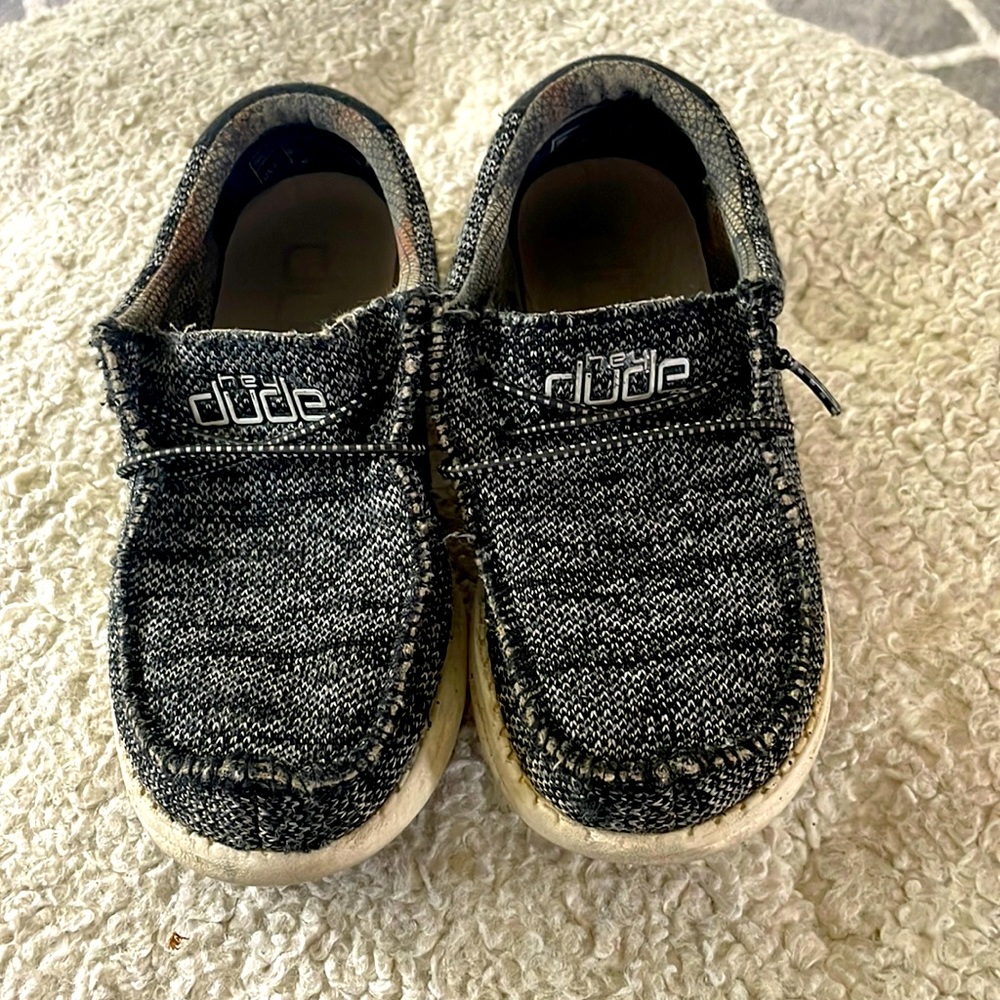 Hey dudes Wally black and white marbled slip on- youth size 12